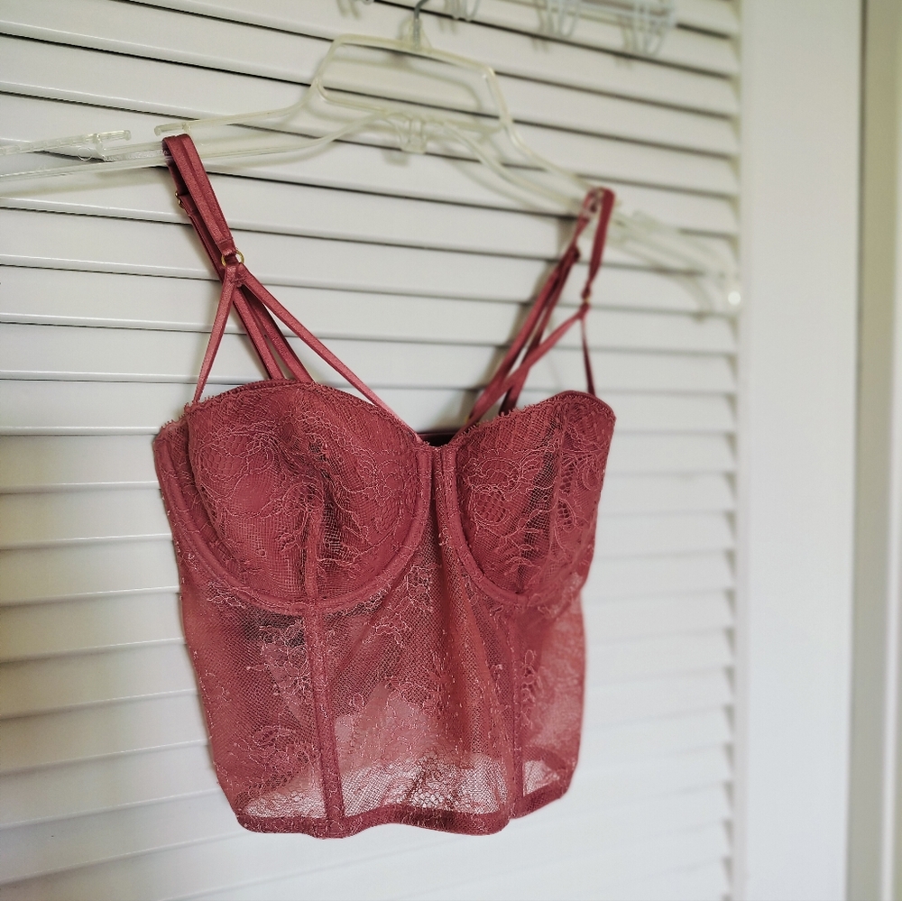 Victoria's Secret NWT Verysexy 32D Corset Side Zip Bralette Dusty Pink